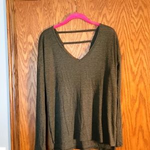 Long sleeve grayish/green V neck shirt, size small,  brand SO